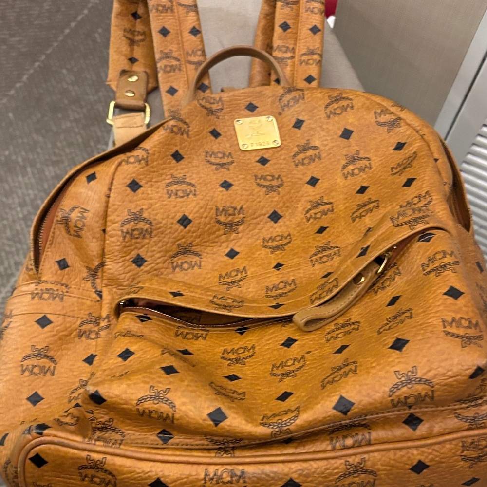 MCM Tan Logo Backpack